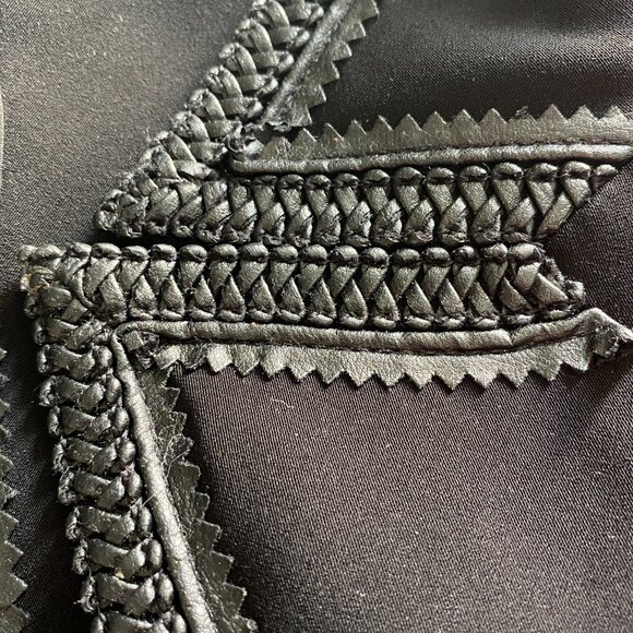 Vintage Cache Black Suit Jacket With Braided Faux Leather Piping – Size 0 - Picture 2 of 15